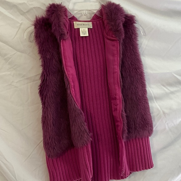 Susan Bristol Purple and Pink Faux Fur Vest - Picture 1 of 5